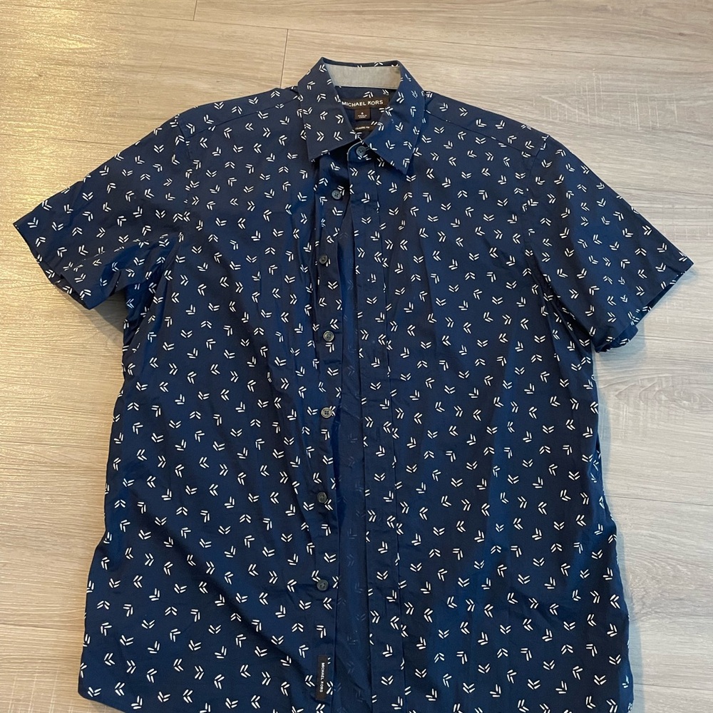 Michael Kors Navy Patterned Casual Shirt